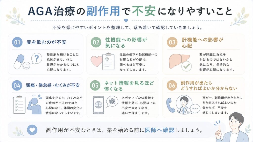 AGA治療の副作用で不安になりやすいこと