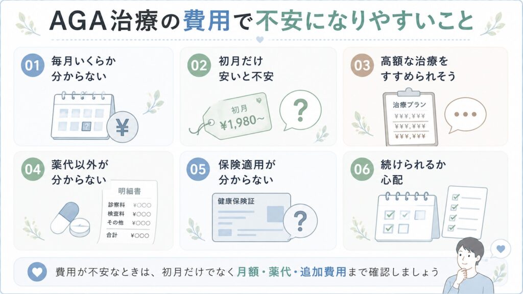AGA治療の費用で不安になりやすいこと