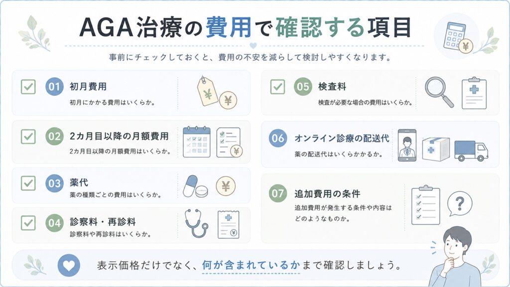 AGA治療の費用で確認する項目