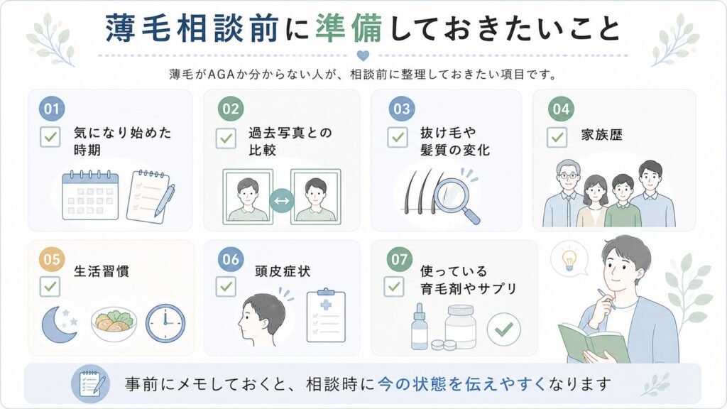 薄毛相談前に準備しておきたいこと