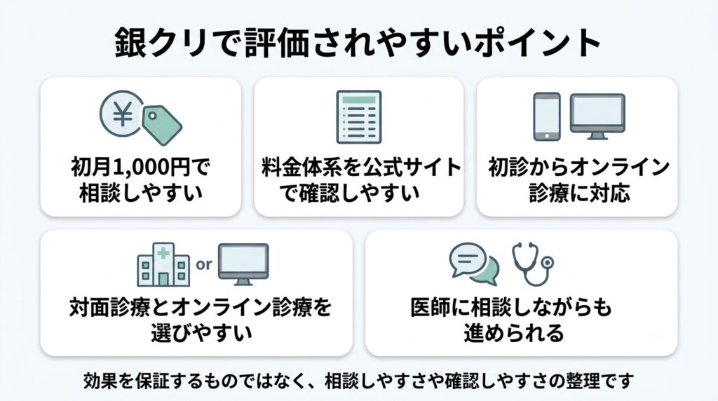 銀クリで評価されやすいポイント