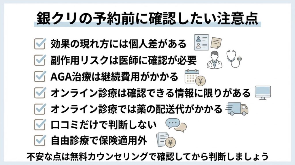 銀クリのデメリット・注意点チェックリスト
