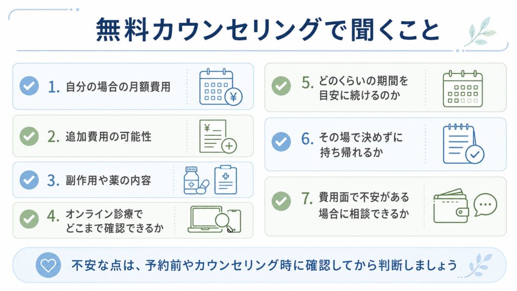 銀クリの無料カウンセリングで聞くこと (2)
