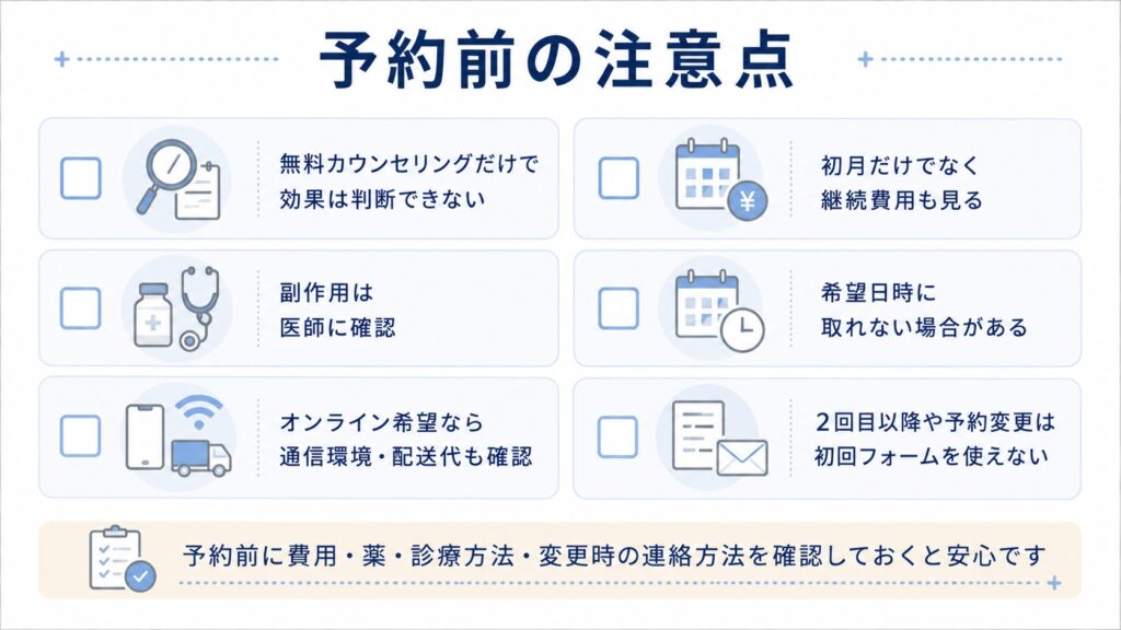 銀クリの無料カウンセリング予約前の注意点