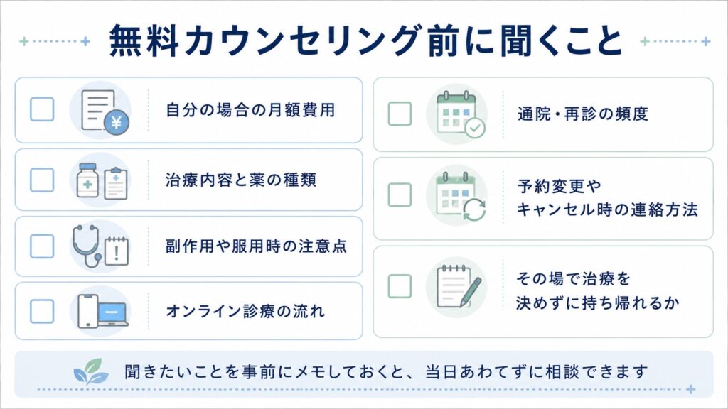 銀クリの無料カウンセリング前に聞くこと
