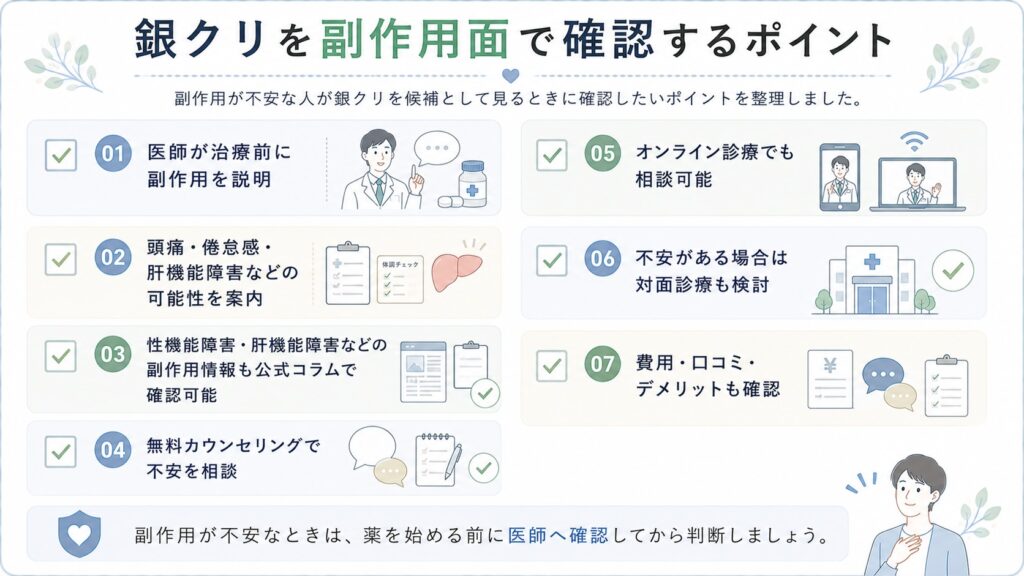 銀クリを副作用面で確認するポイント